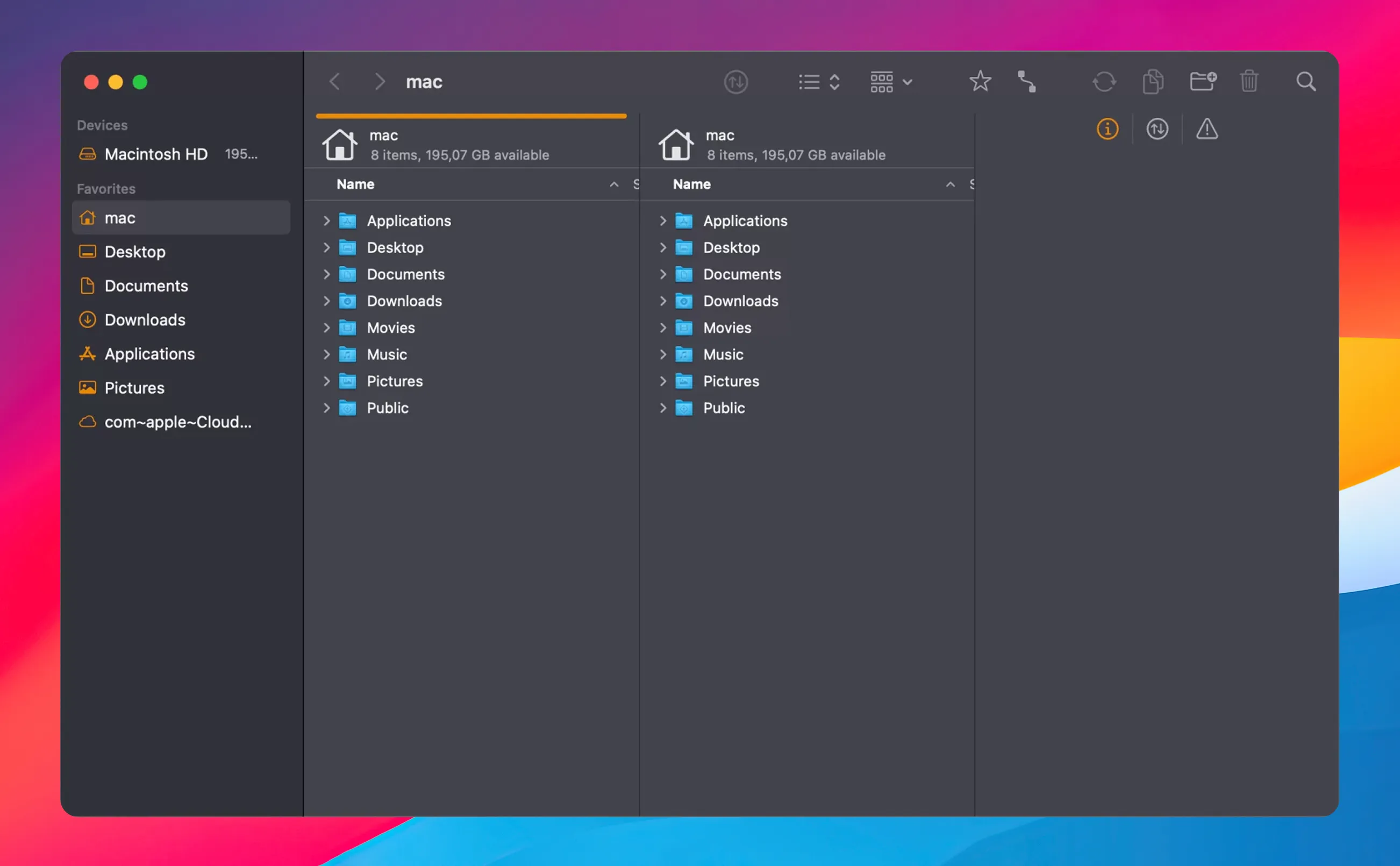UI of ForkLift file manager showing the main interface