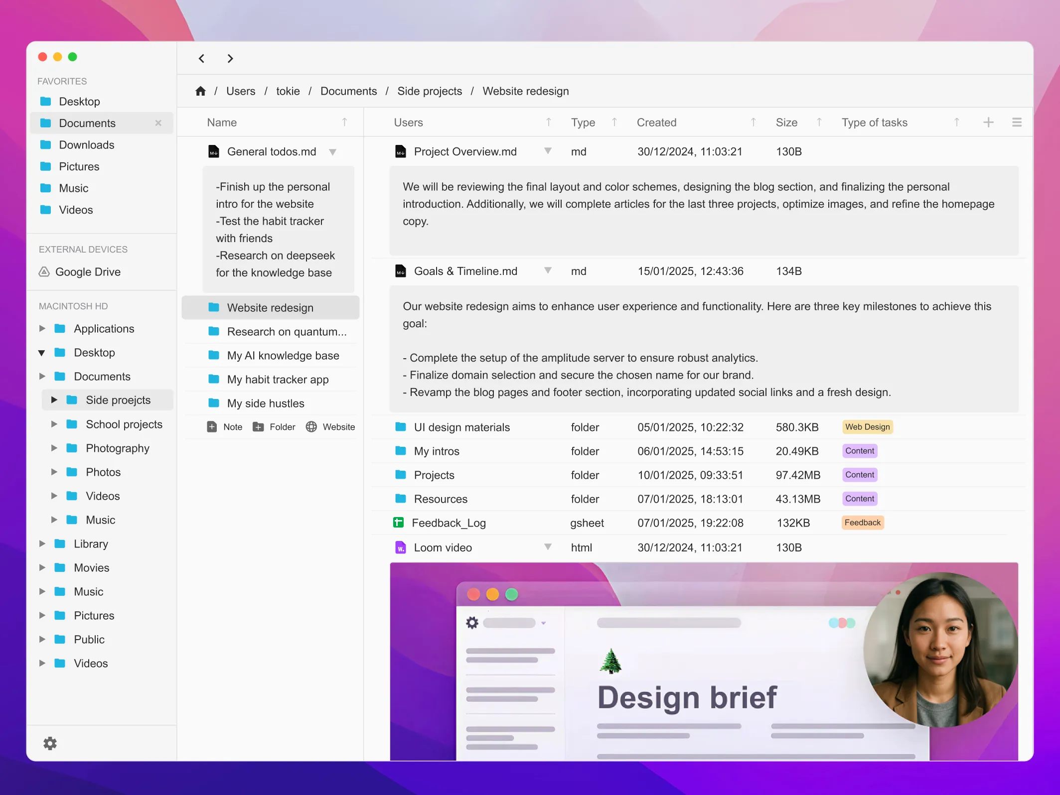 Tokie's integrated markdown editor