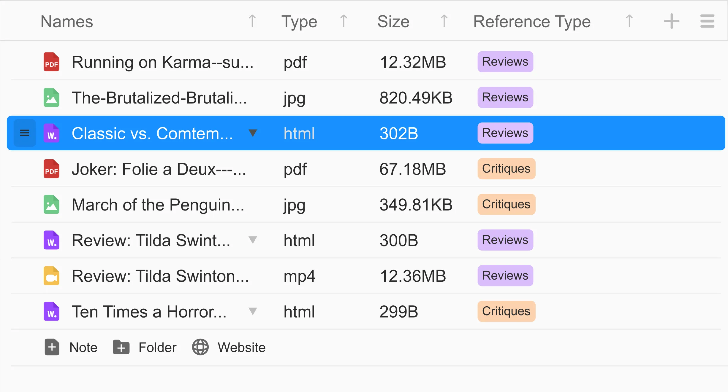 Adding web links as a file next to other files