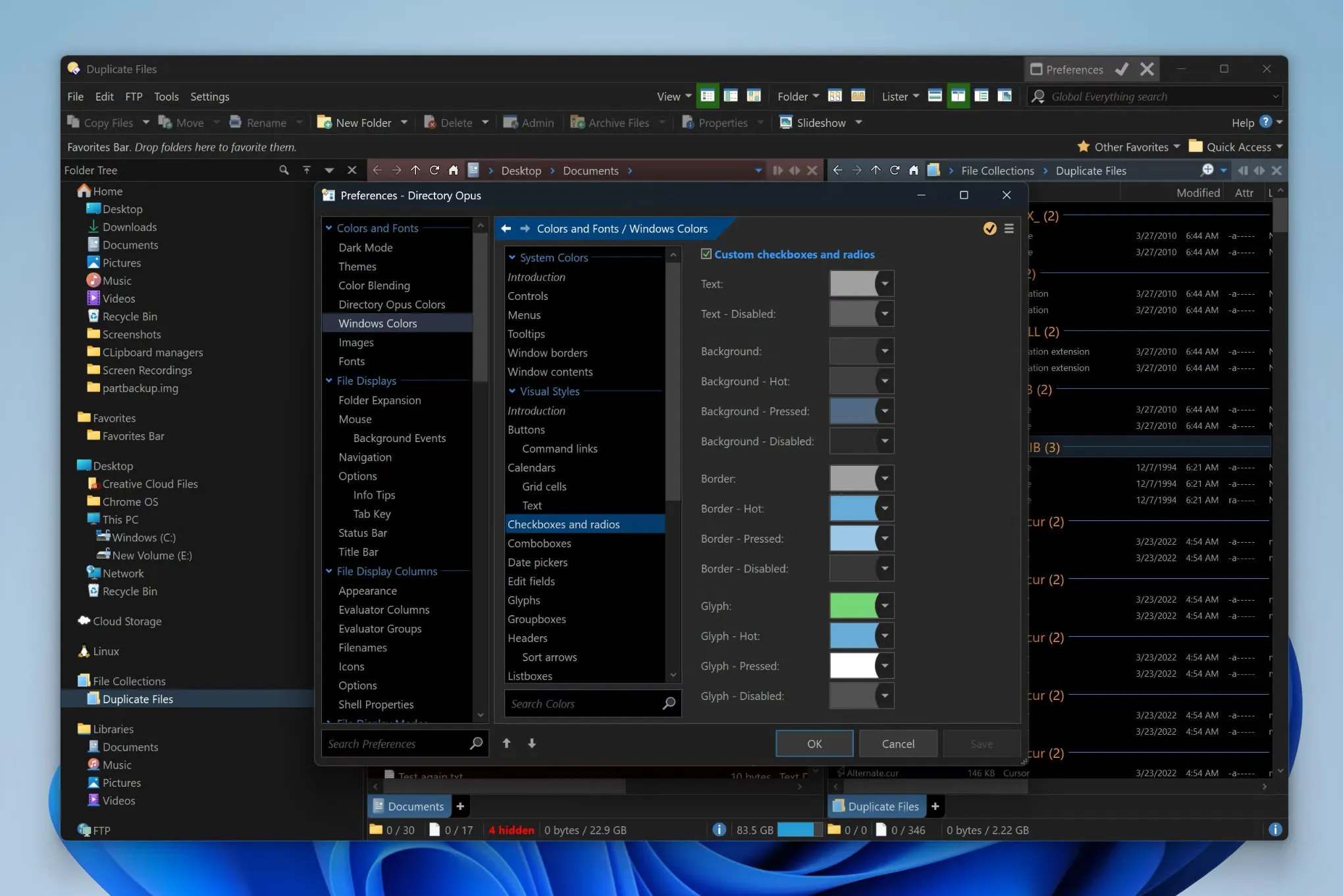 UI of directory opus