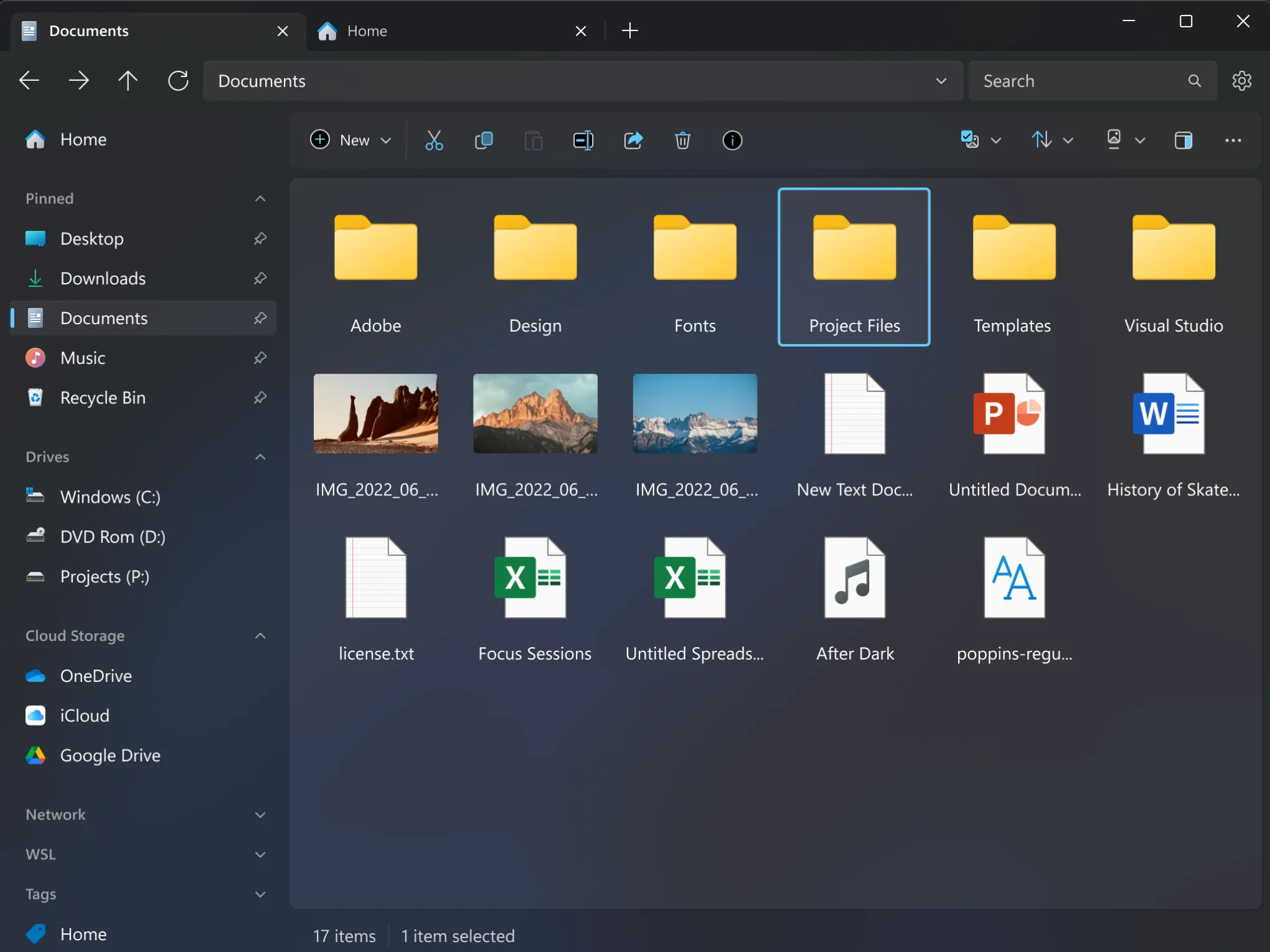 UI of files