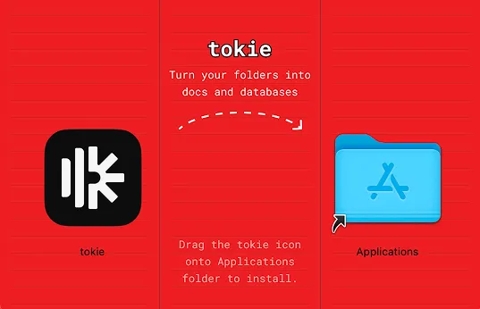 The installation interface for tokie on Mac
