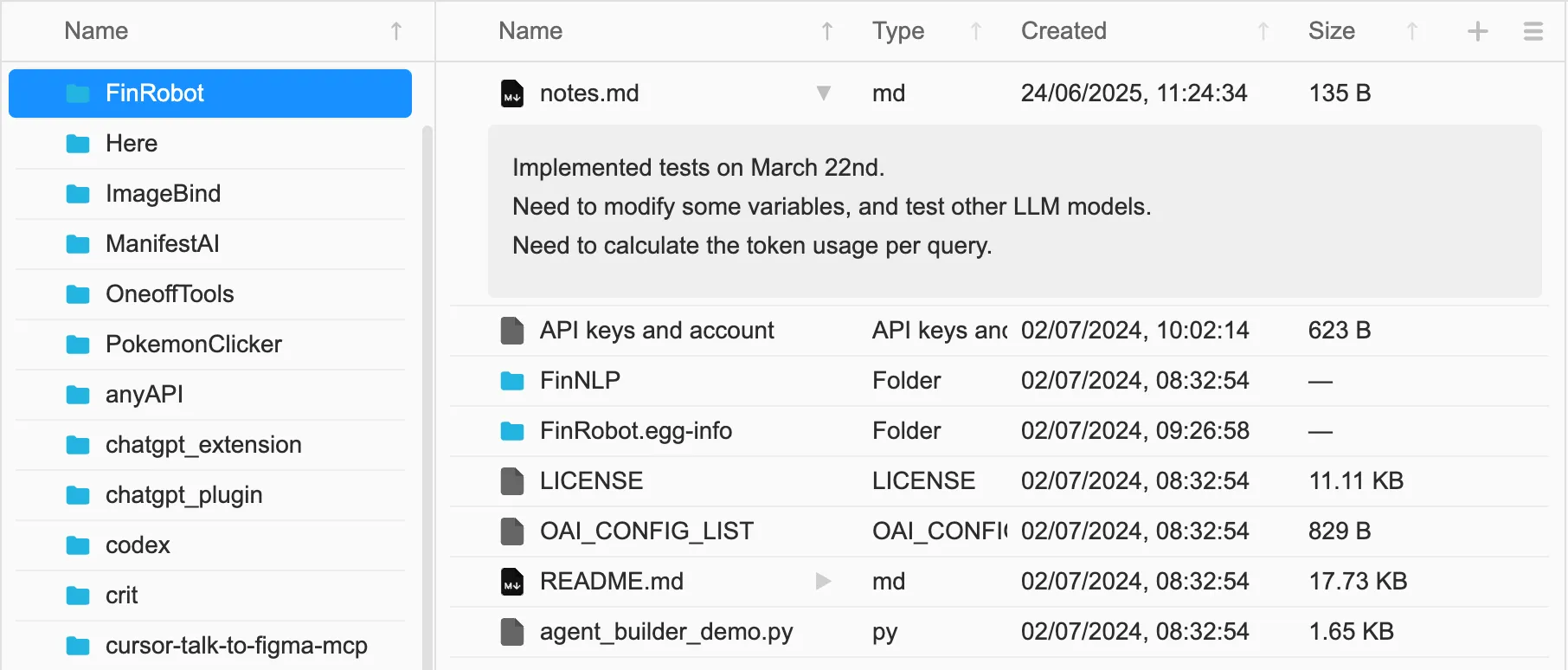 Markdown notes in dev project