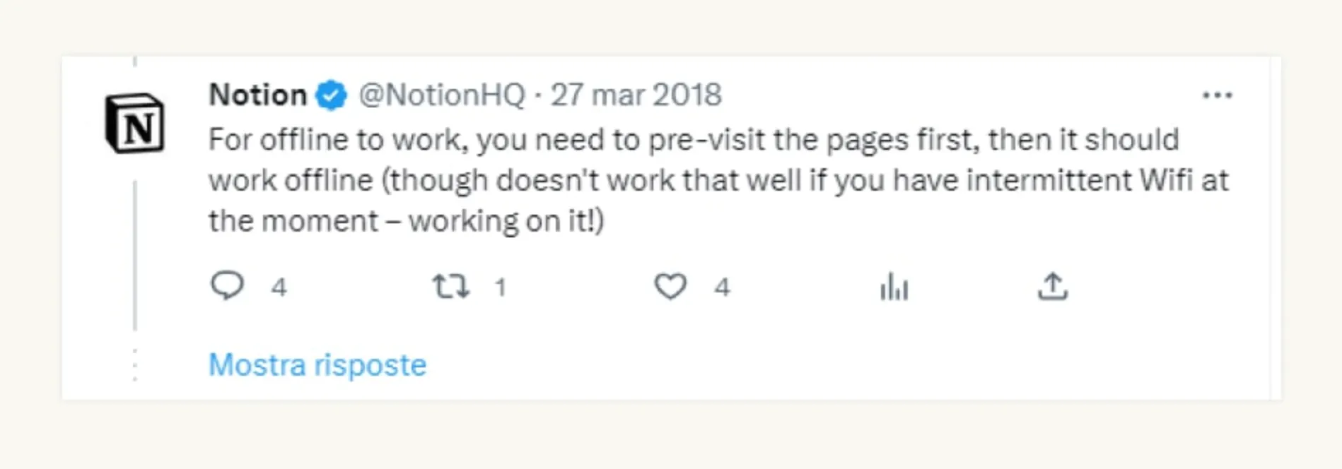 Notion offline mode limitations