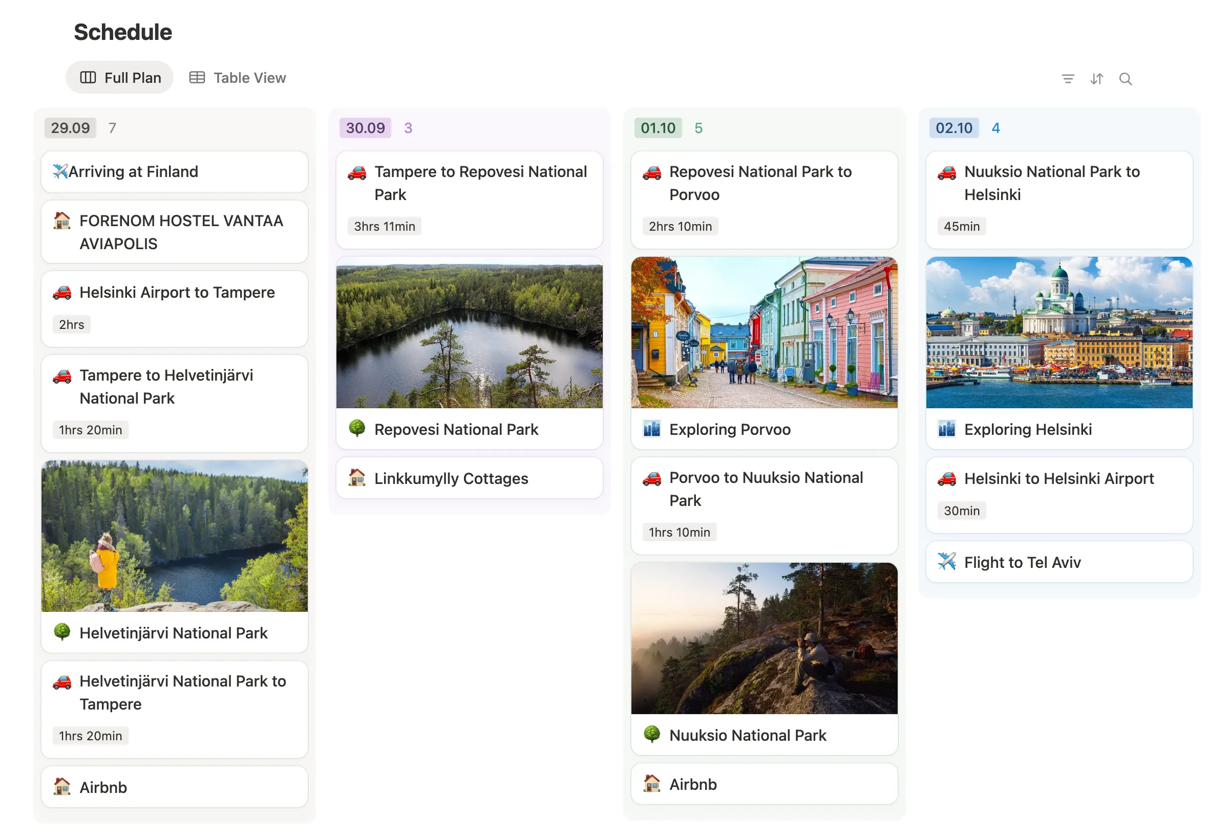 Notion Trip Planner