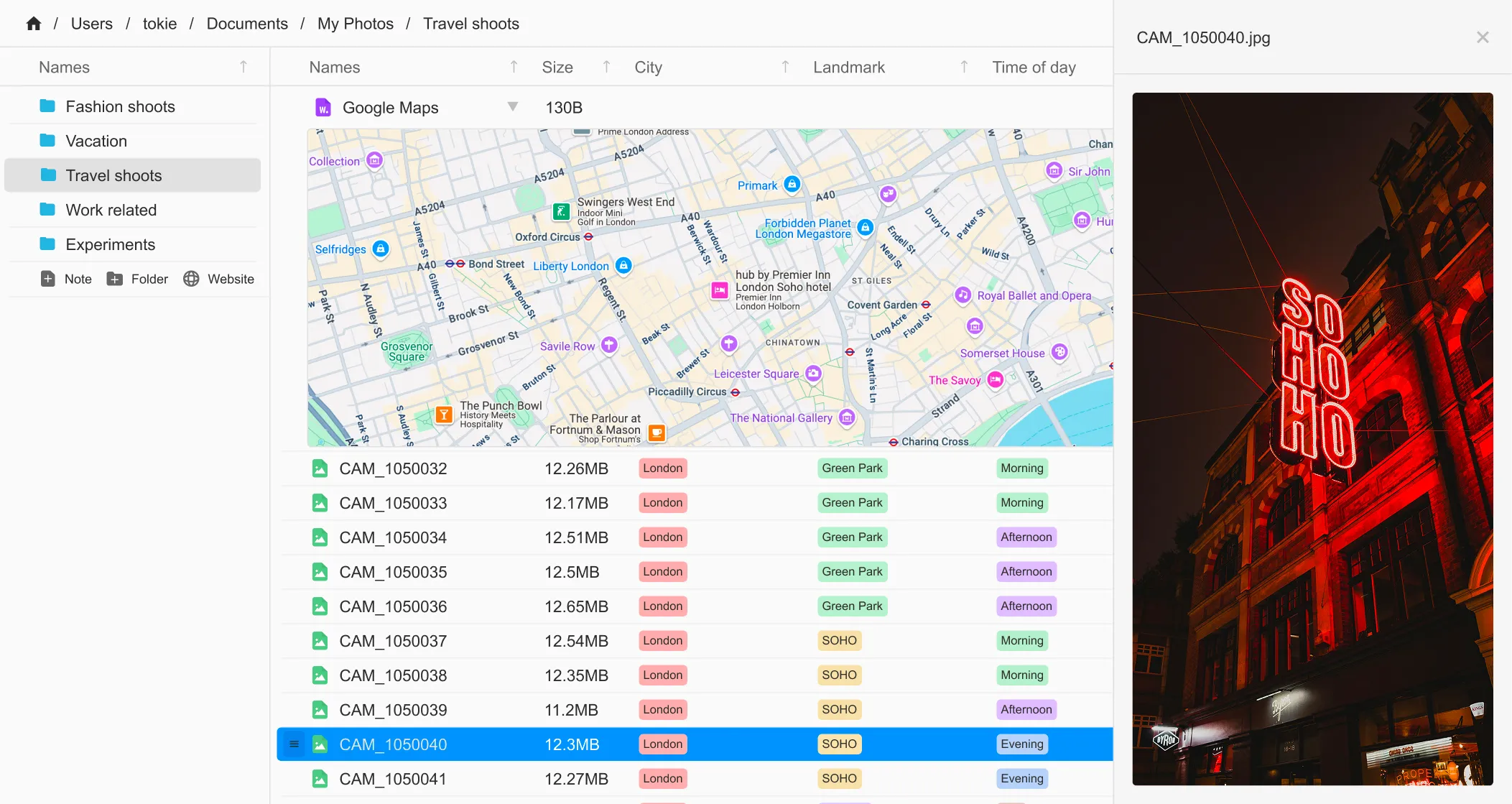 tokie photo tagging for location-based-labels