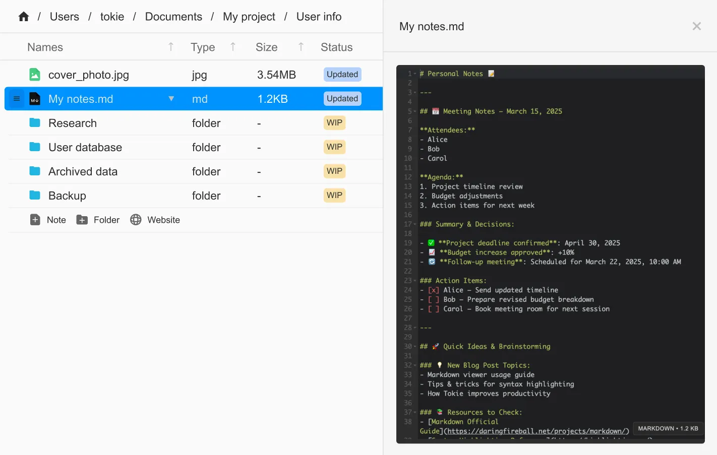 Markdown viewer in side peek