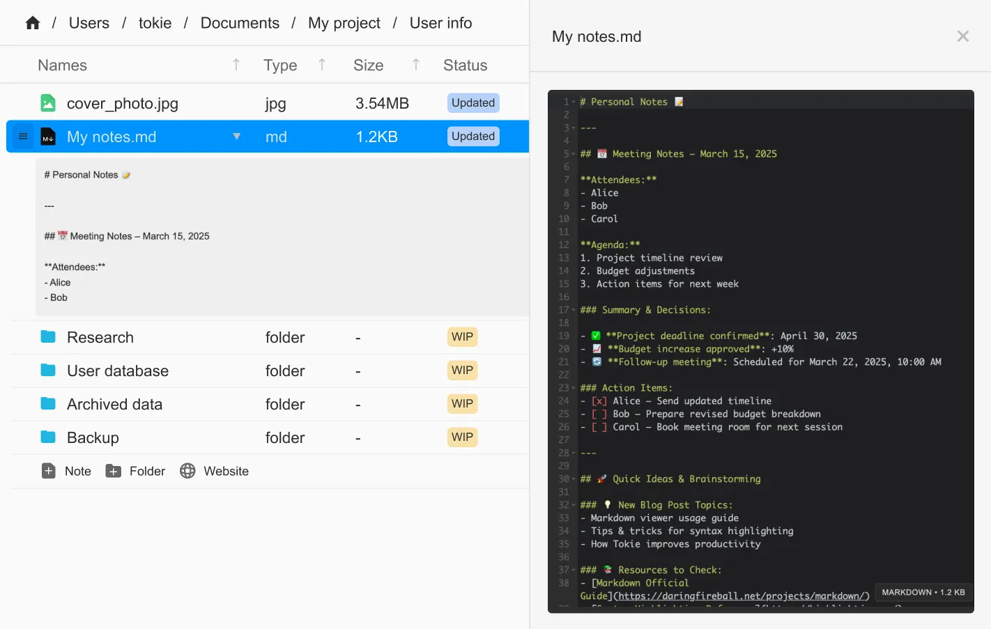 Markdown viewer in side peek with inline markdown editor