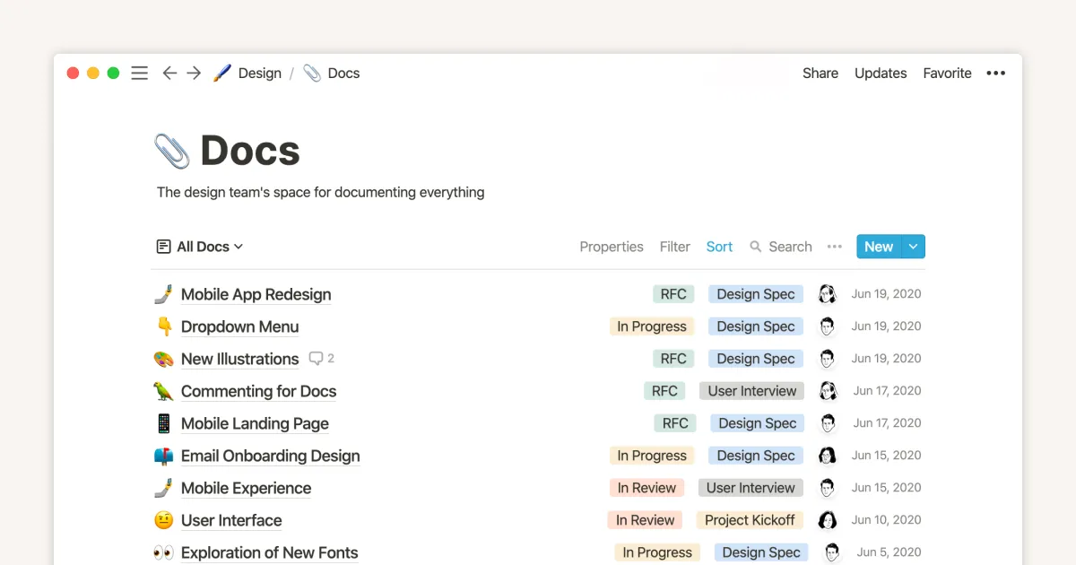 Notion's main interface