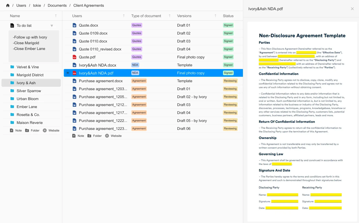 File versioning in Tokie