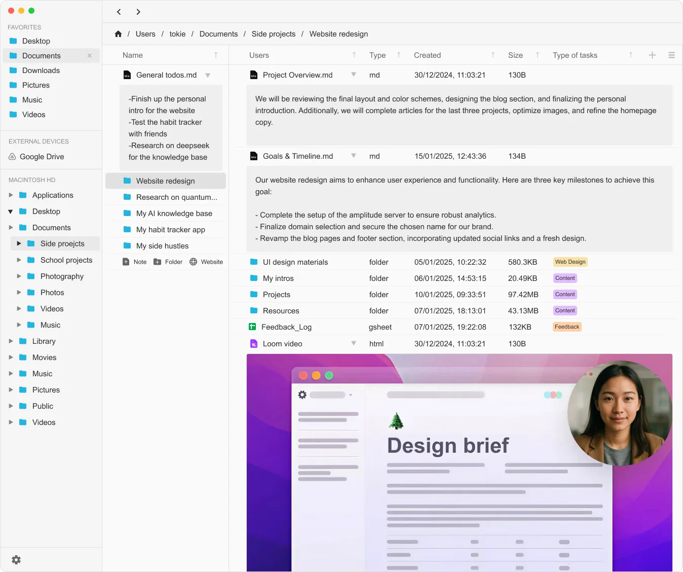 Tokie as a project dashboard